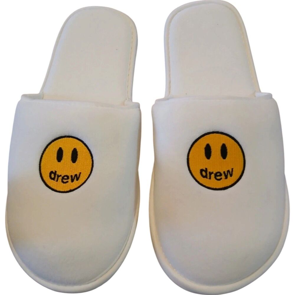 Drew House Justin Bieber Mascot Slippers Size L/XL White Polar Fleece Slipper